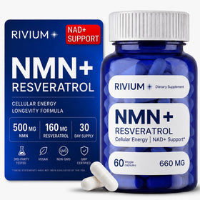Rivium NMN & Resvératrol 60 capsules véganes - vue de face