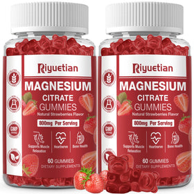 Riyuetian gummies de citrate de magnésium 800MG devant un fond blanc