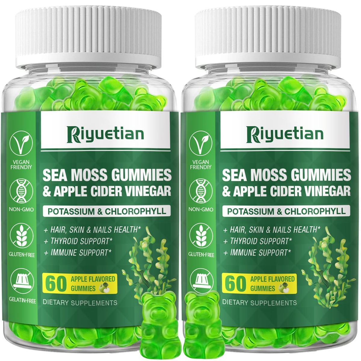 Riyuetian Gummies de Mousse Marine 120 pcs, vue de face