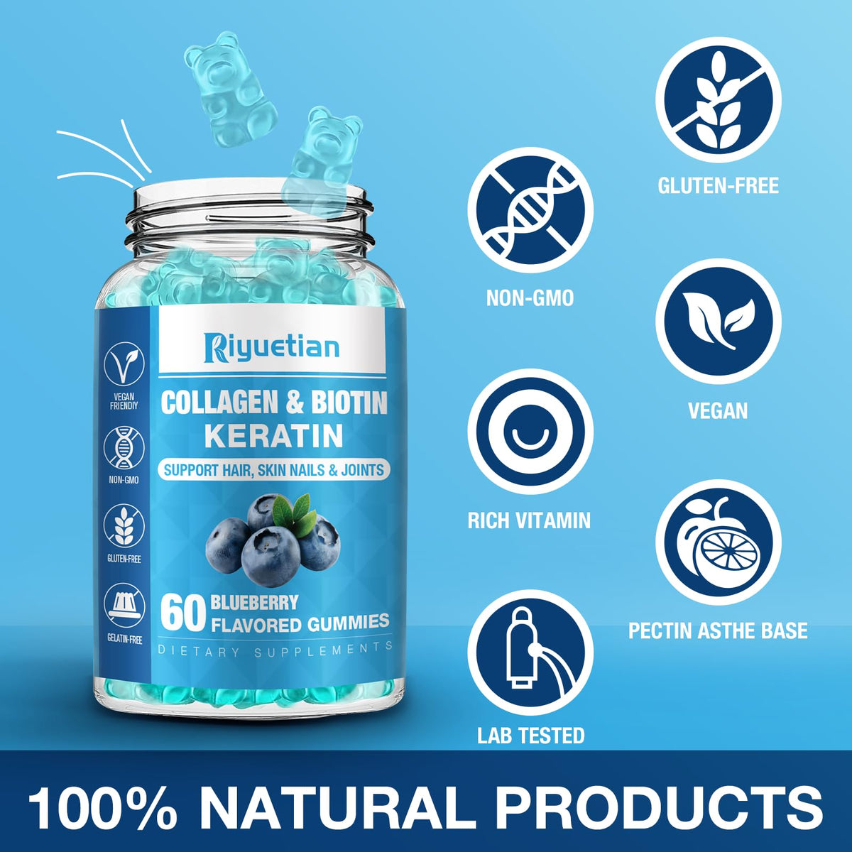 Riyuetian Gummy de Biotine - ingrédients principaux