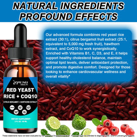 Riz rouge avec CoQ10 AMENQ hHEALTH dans un verre avec de l'eau