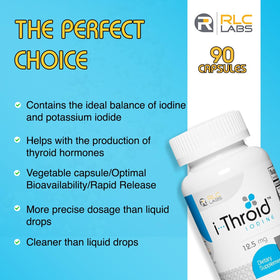 RLC Labs i-Throid 12,5 mg capsules sur une table en bois