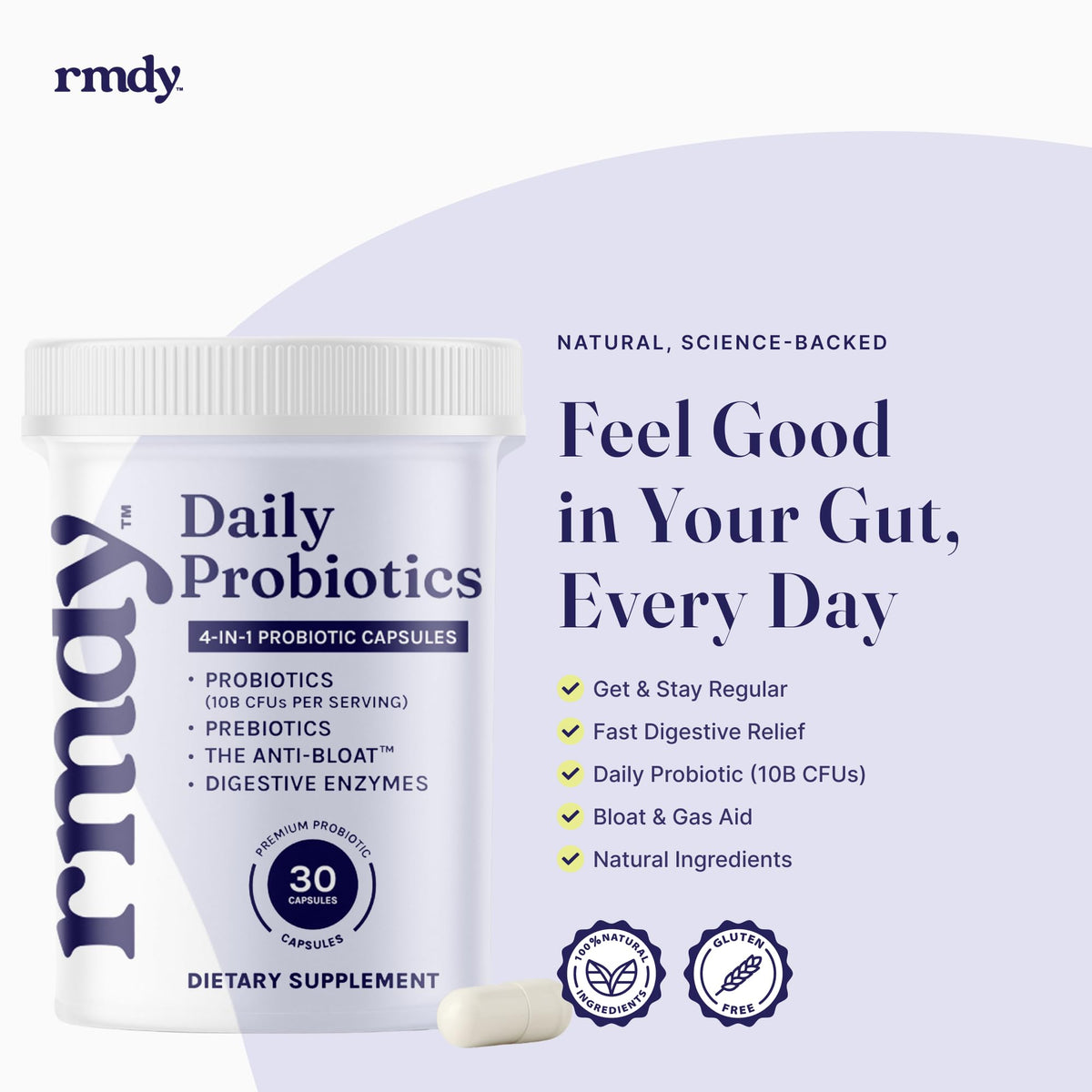 rmdy 30 capsules avec étiquette visible