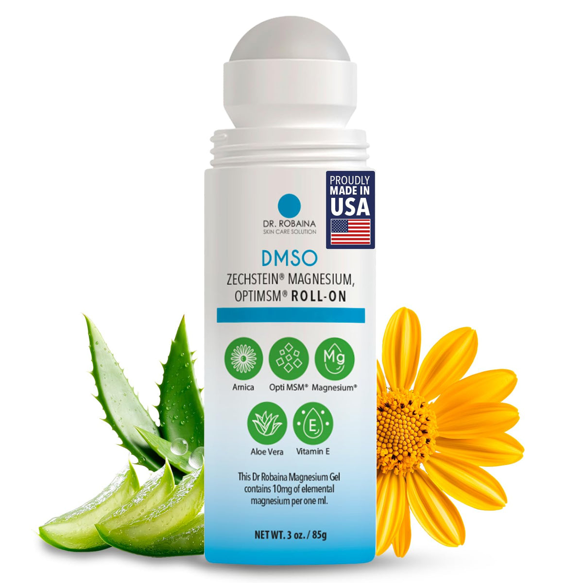 Roll-On DMSO Dr. Robaina 3 oz vue avant avec étiquette