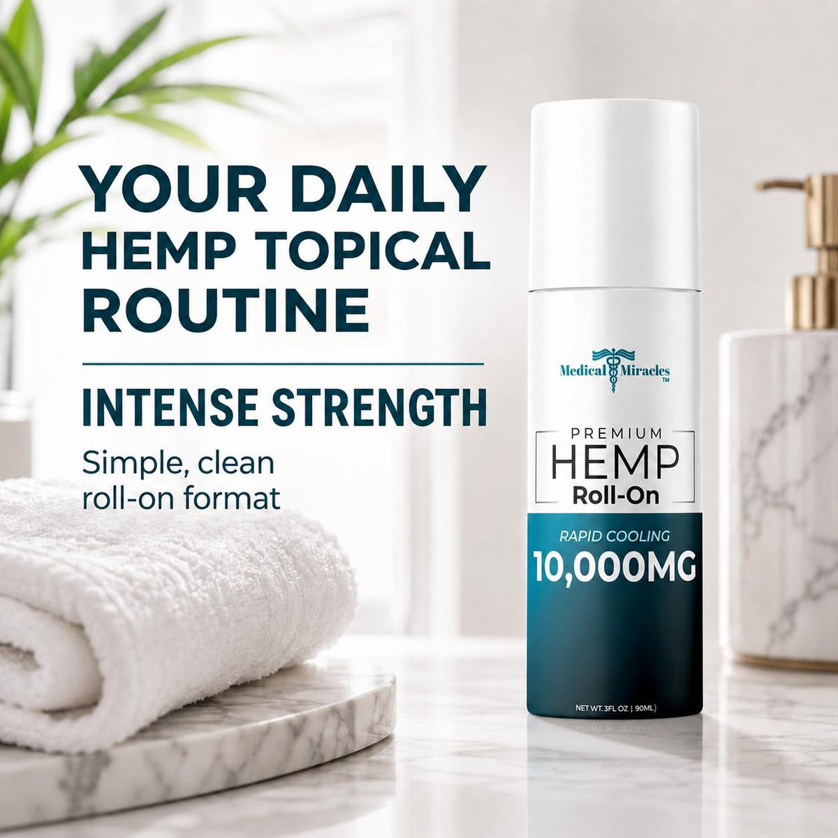 Roll-On Huile de Chanvre 10 000mg applicateur en gros plan