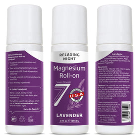 Roll-On Magnésium Lavande Seven Minerals sur une table de nuit