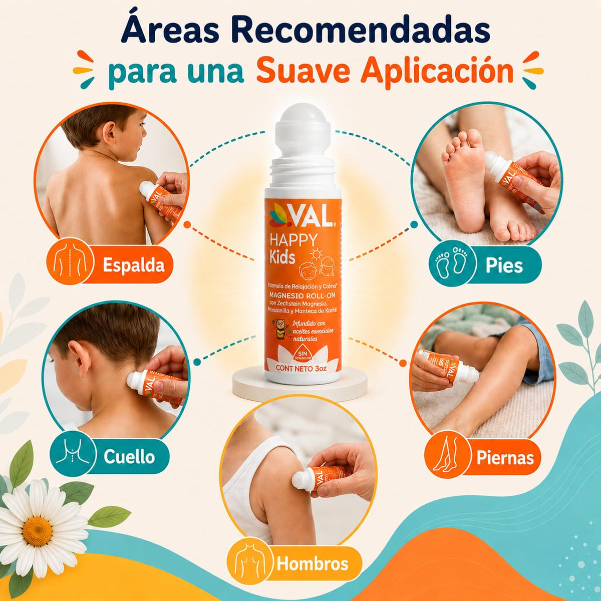 Roll-On Magnésium VAL pour Enfants en utilisation
