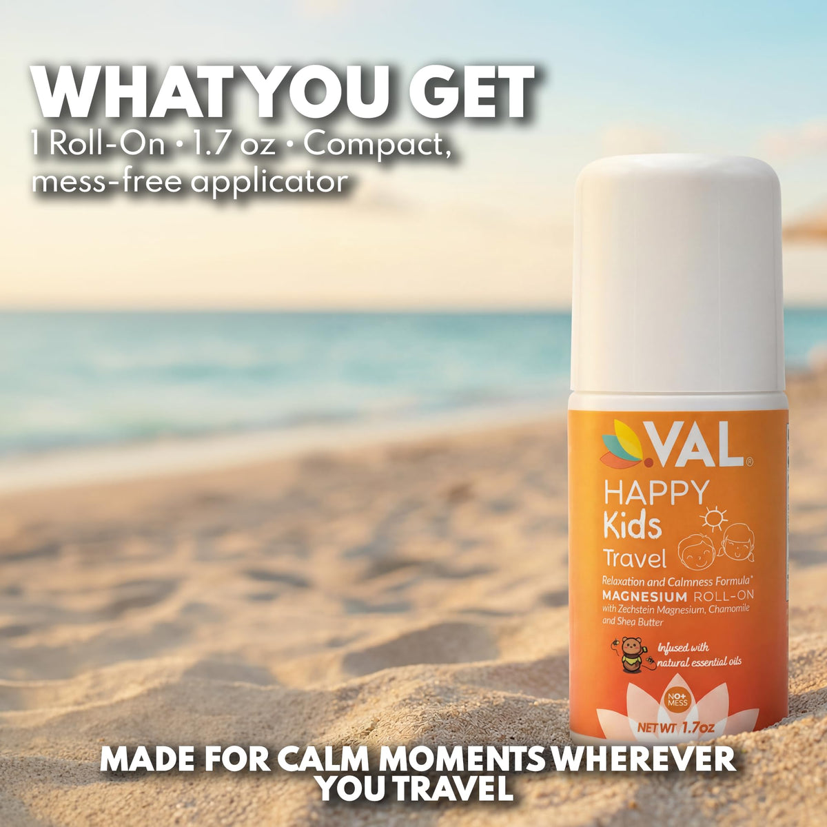 Roll-On Magnésium Voyage Enfants VAL avec fond neutre