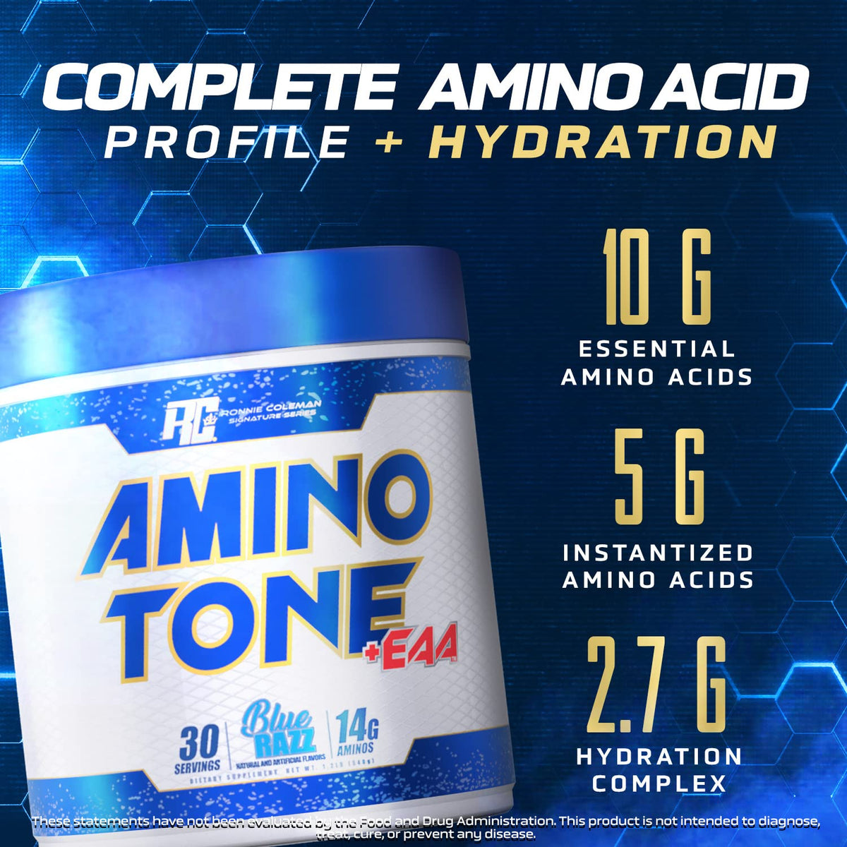 Ronnie Coleman Amino-Tone EAAs Poudre Cerise Limeade 660g vue arrière