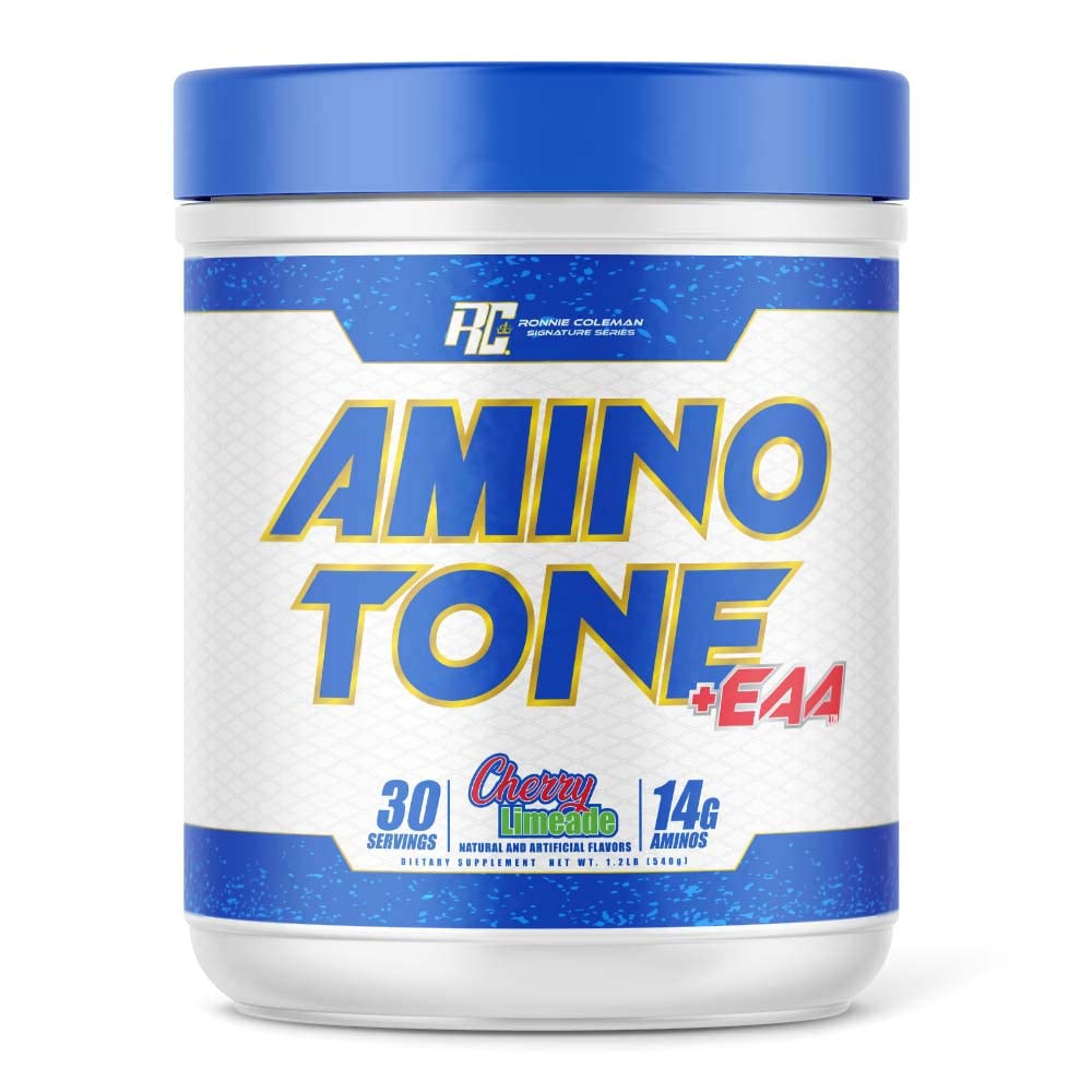 Ronnie Coleman Amino-Tone EAAs Poudre Cerise Limeade 660g vue de face