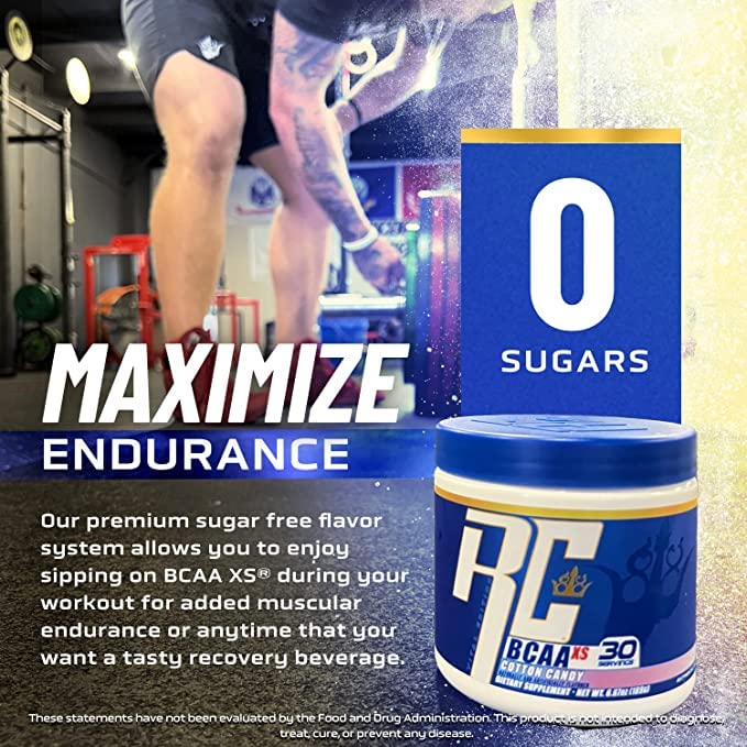 Ronnie Coleman BCAA XS 265g poudre verte pomme sur une table