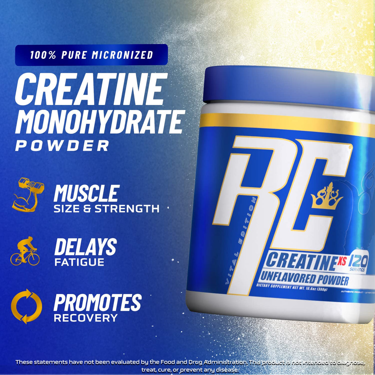 Ronnie Coleman Creatine-XS 358g poudre dans un verre