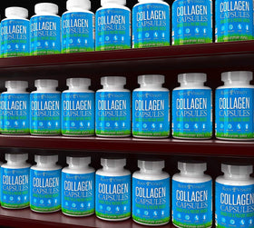 Root Vitality Collagène Peptides capsules dans un environnement de cuisine
