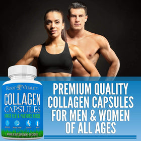 Root Vitality Collagène Peptides capsules sur fond blanc