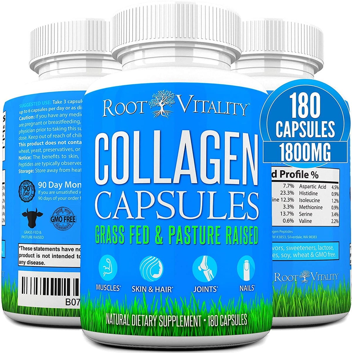 Root Vitality Collagène Peptides capsules vue de face