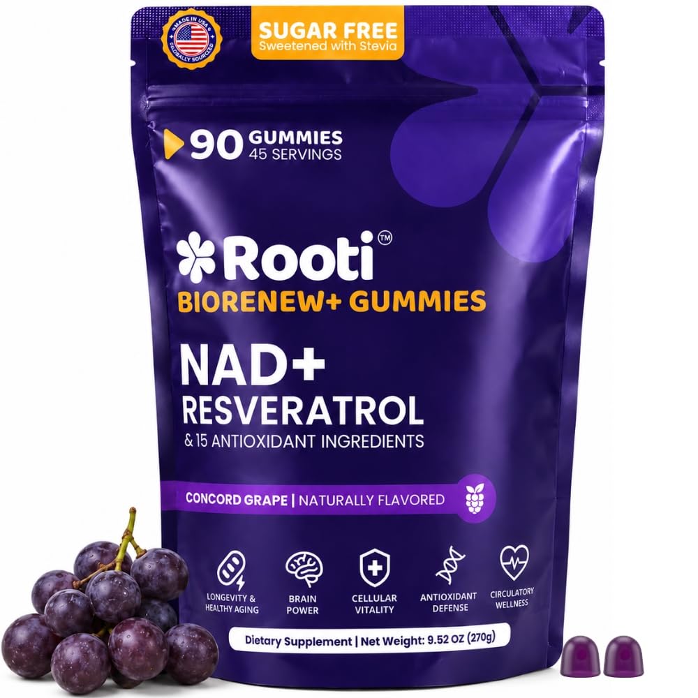 ROOTI Gummies Complex NAD+ 3000mg et Resvératrol en emballage individuel
