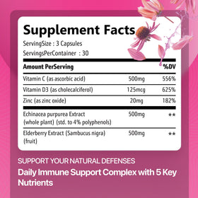 Rosabella Baies de Sureau, Zinc & Vitamine D3 capsules, vue de dos