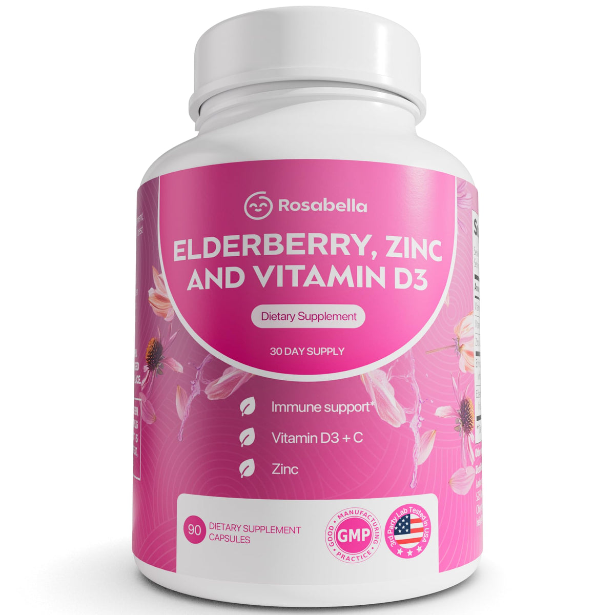 Rosabella Baies de Sureau, Zinc & Vitamine D3 capsules, vue de face