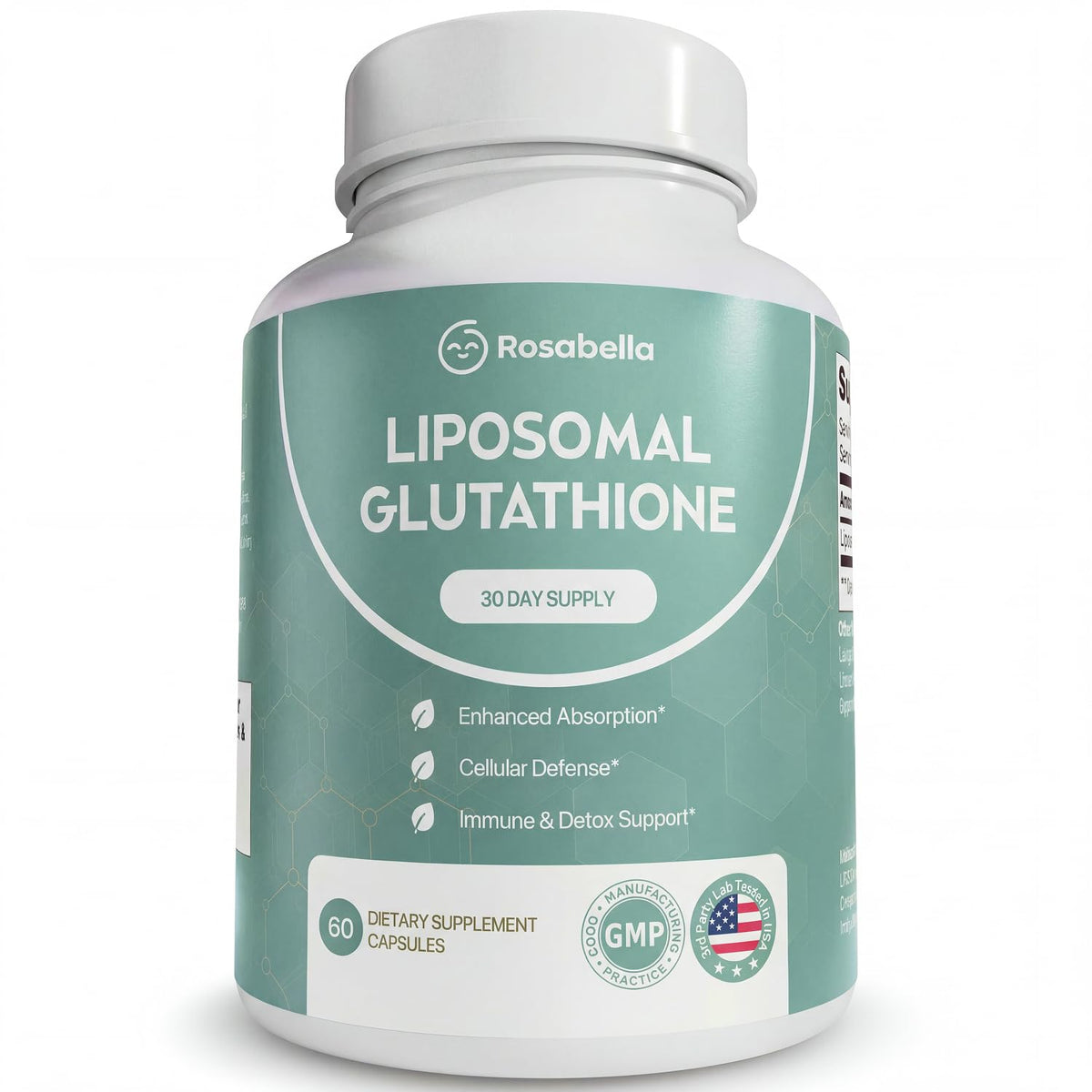 Rosabella Glutathione Liposomal 500mg boîte avant avec 60 gélules