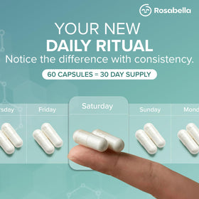 Rosabella Glutathione Liposomal 500mg gélules dans une main