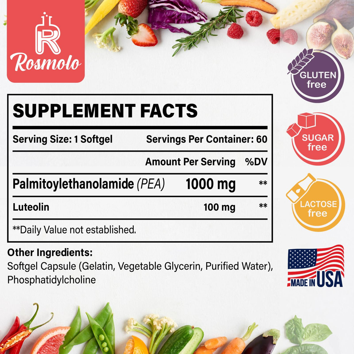 Rosmolo Palmitoylethanolamide 1000 mg + Luteolin 100 mg gélules
