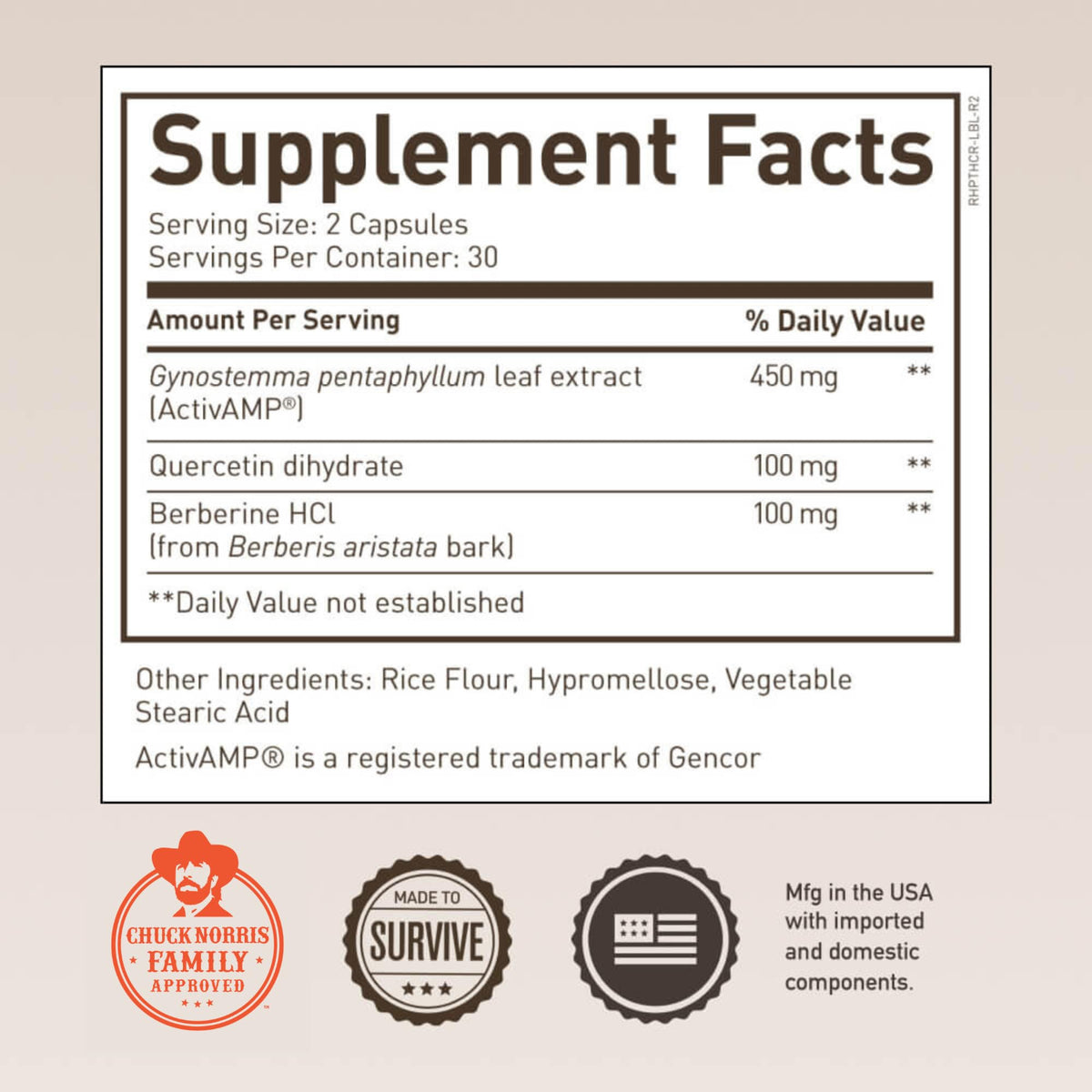ROUNDHOUSE PROVISION Combo de trois ingrédients puissants 60 capsules avec étiquette