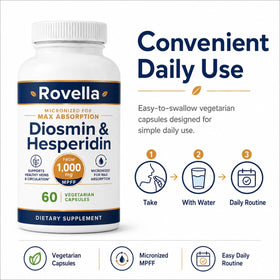 Rovella Diosmine et Hespéridine capsules sur une table