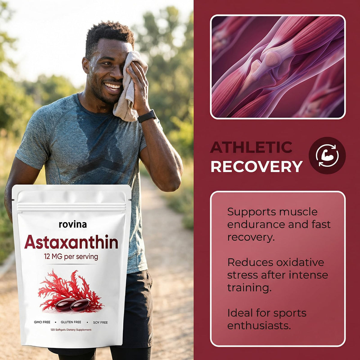ROVINA Astaxanthin 12mg gélules douces dans un environnement de vie sain