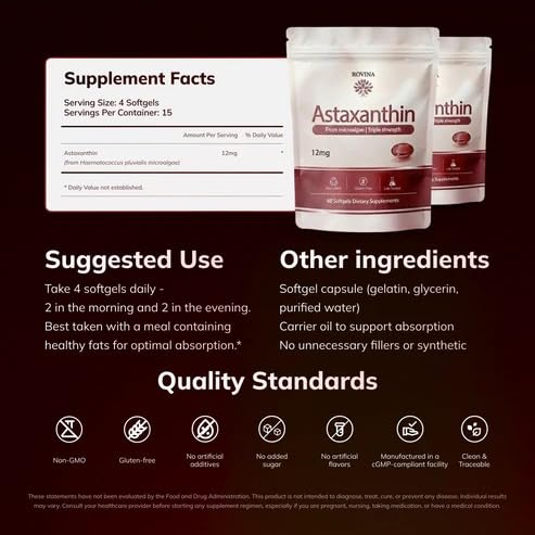 ROVINA Astaxanthin 12mg gélules sur table