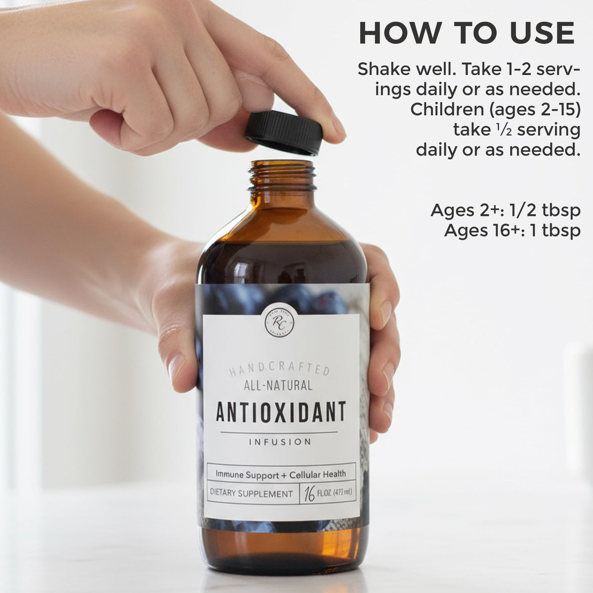 Rowe Casa Organics Infusion Antioxydante 473 ml avec étiquette