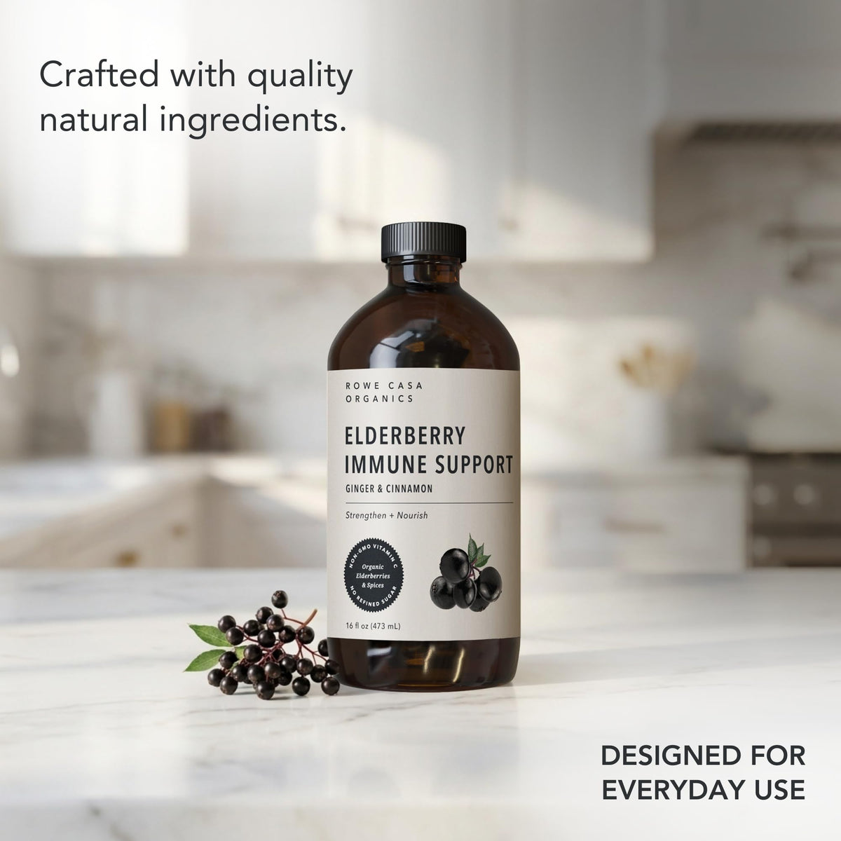 Rowe Casa Organics Sirop de Sureau Bio 473 mL en milieu de vie familiale
