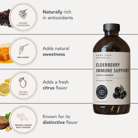 Rowe Casa Organics Sirop de Sureau Bio 473 mL en verre transparent