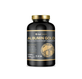 Royal Canadian Albumine Or 1700mg capsules devant un fond neutre