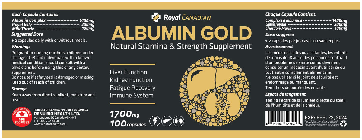 Royal Canadian Albumine Or 1700mg en vue aérienne