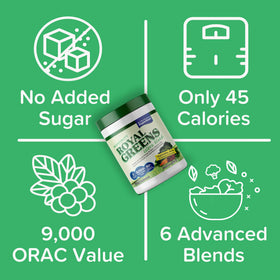 Royal Greens de New Vitality, poudre dans un verre d'eau