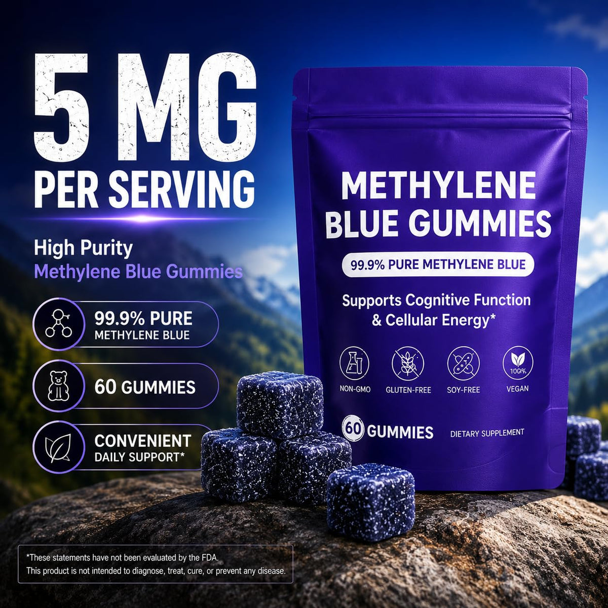 RQB Gummies Bleu de Méthylène 60 Comprimés emballage