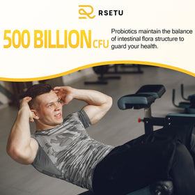 RSETU Probiotiques pour Hommes 500 Milliards CFU 240 Capsules dans un sac de sport