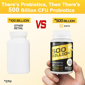 RSETU Probiotiques pour Hommes 500 Milliards CFU 240 Capsules ouvertes