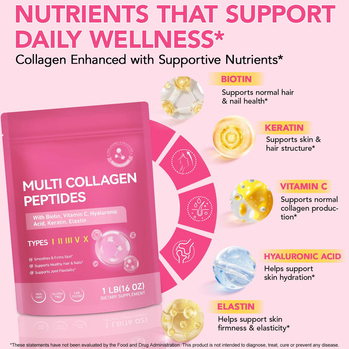 RSGRT Poudre de Collagène Multi Peptides 950g dans un verre