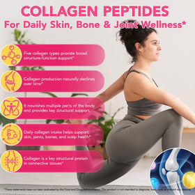 RSGRT Poudre de Collagène Multi Peptides 950g sur une table avec des ingrédients