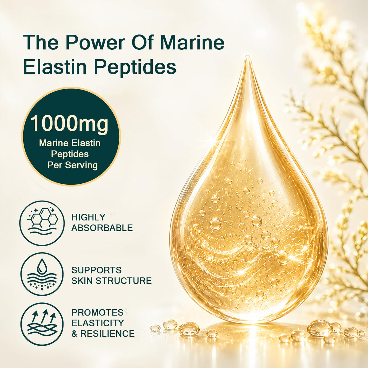 RTQSU élastine marine capsules avec un verre d'eau