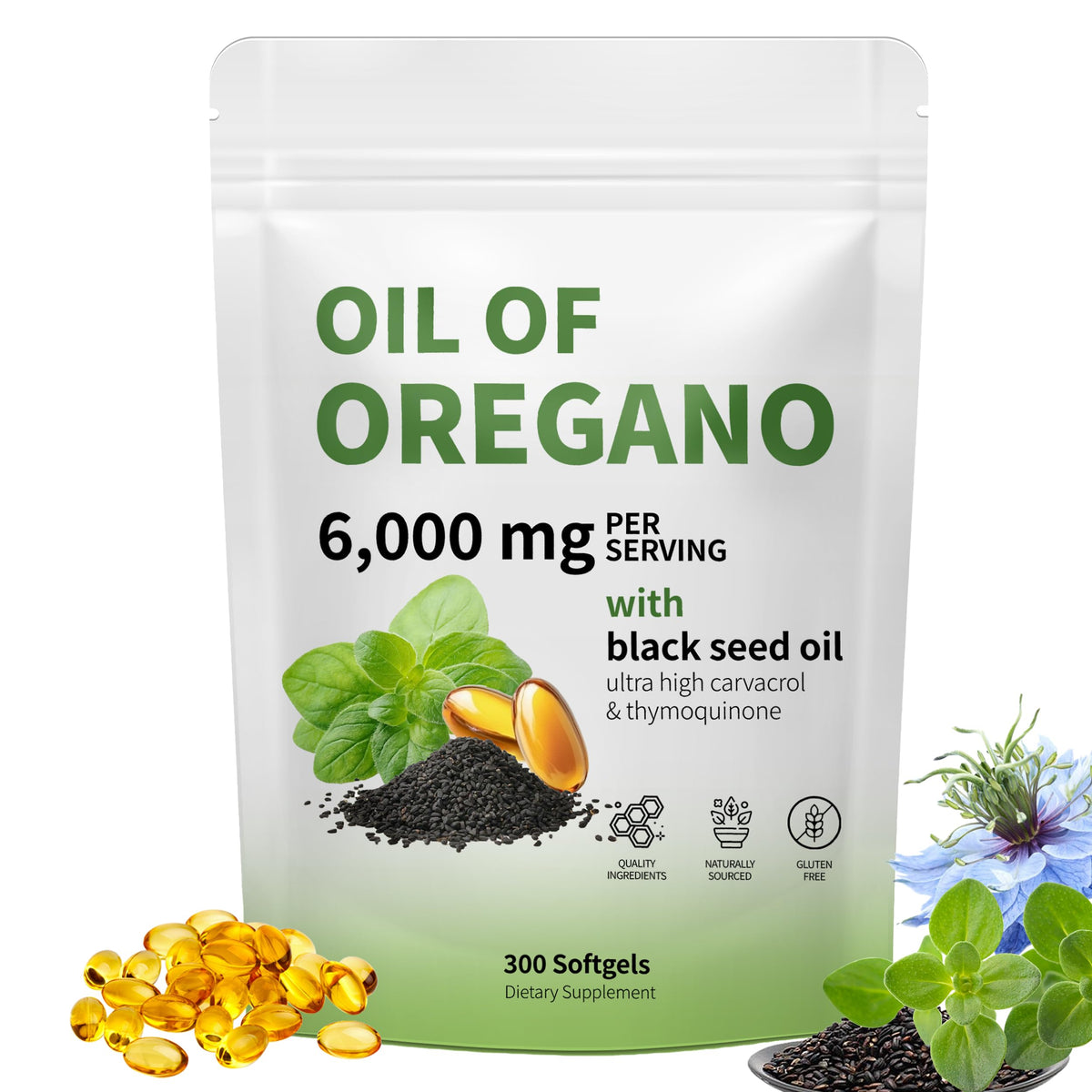 RTQSU Huile d'Origan 6000mg capsules vue de face