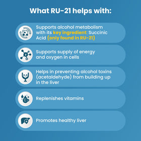 RU-21 Complément Alimentaire 120 Comprimés à côté d'un verre