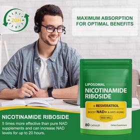 Ruduwu complément NAD, sachet ouvert avec capsules visibles