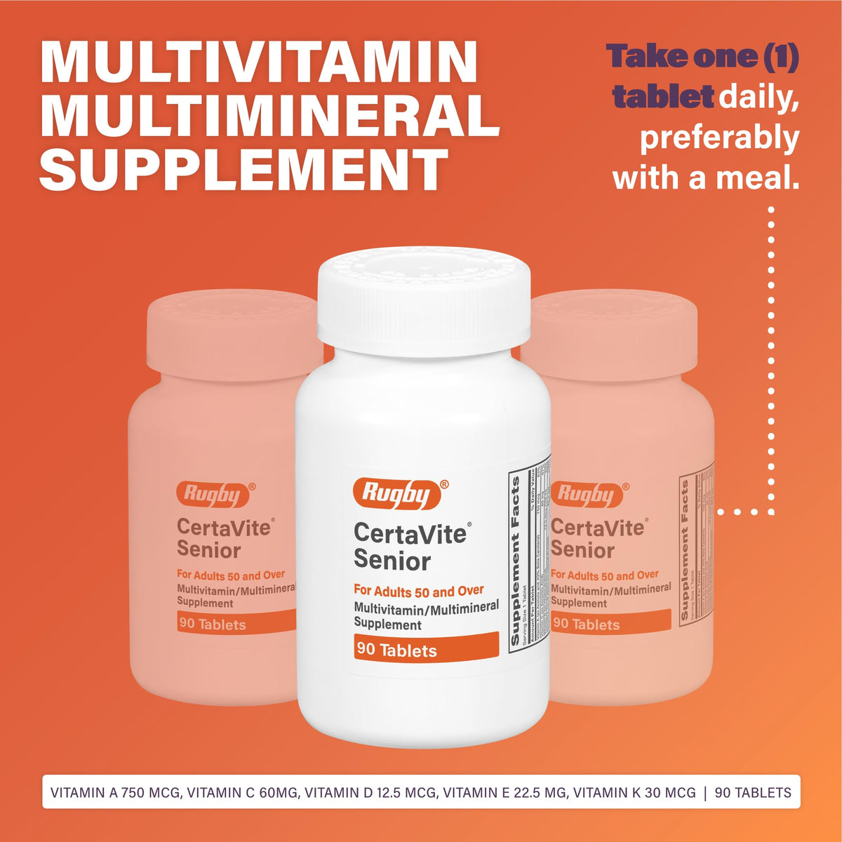 RUGBY LABORATORIES CertaVite Senior Multivitamines avec étiquette et ingrédients