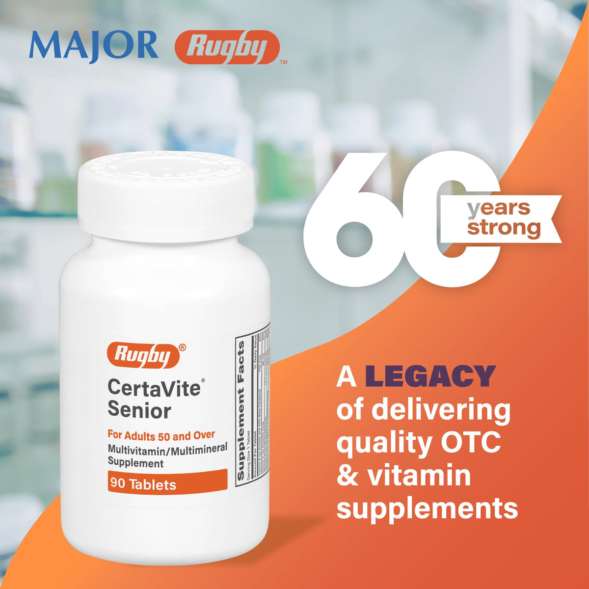 RUGBY LABORATORIES CertaVite Senior Multivitamines avec une assiette de repas