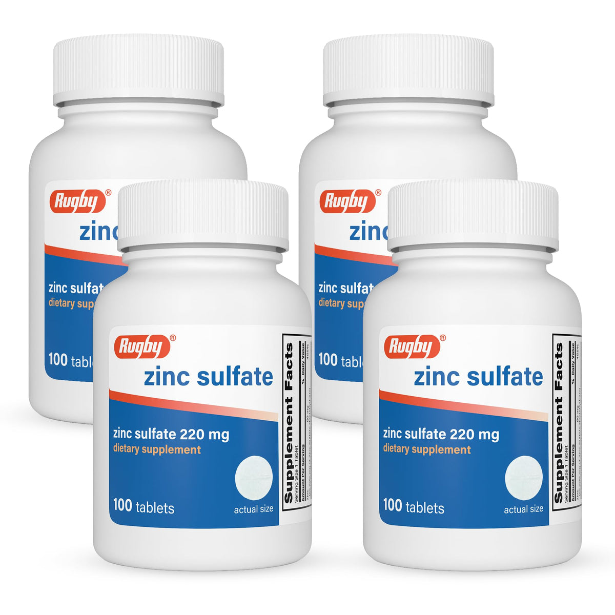 RUGBY LABORATORIES comprimés de sulfate de zinc 220 mg devant l'emballage