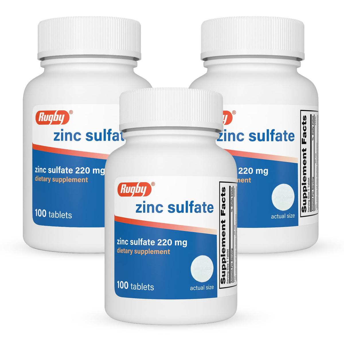 RUGBY LABORATORIES comprimés de sulfate de zinc 220 mg, vue avant