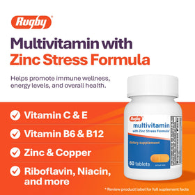 RUGBY LABORATORIES Multivitamines avec Zinc boîte ouverte montrant les comprimés