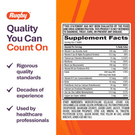 RUGBY LABORATORIES Multivitamines avec Zinc informations nutritionnelles